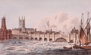 Oude London Bridge, Londen, 1823