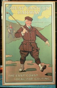De oostkust: ideaal voor golfen. Poster voor de Great Eastern Railway door John Hassall