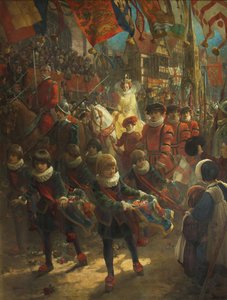 De staatsintrede van koningin Elizabeth in Bristol, 14 augustus 1574 door John Hassall