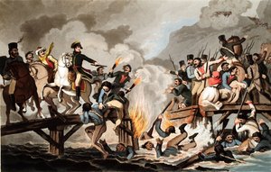 Napoleon I en het Franse leger steken de Berezina over in november 1812