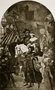 Henry VI wordt naar de Slag bij Barnet gebracht, 1471, illustratie uit 
