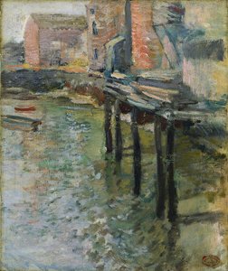 Verlaten Kade De Oude Molen bij Cos Cob, ca. 1900-1902 door John Henry Twachtman