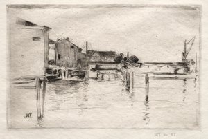 Het dok, Bridgeport, Connecticut door John Henry Twachtman