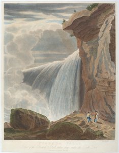 Niagara Falls van Onder Table Rock door John Hill, after William James Bennett