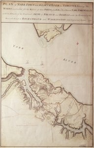 Britse kaart van het Beleg van Yorktown, 1781 door John Hills