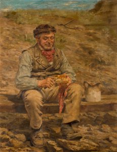 Arbeider die lunch eet, 1886-87 door John Hodgson Campbell