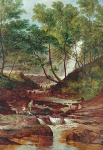 Cat Holes Dam Waterval in Todmorden, 1870 door John Holland