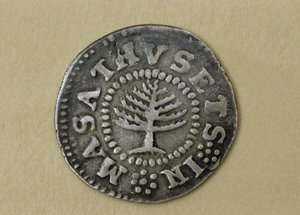 Pine Tree Shilling, 1667-1682 (zilver) door John Hull