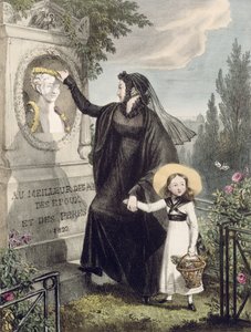 De Begraafplaats van Pere Lachaise, gedrukt door Charles Joseph Hullmandel, gepubliceerd 1822