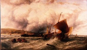 Vissersschepen bij de Haven van Boulogne