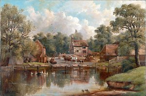 Boerderij in Wood Lane, Handsworth, 1850-1908 door John Joseph Hughes
