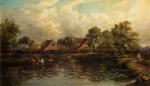 Boerderij in Wood Lane, Handsworth, 1850-1908 door John Joseph Hughes