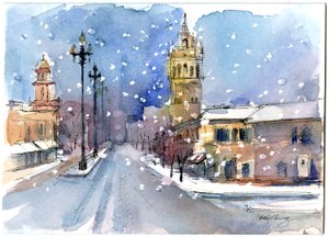 Plaza in de Winter