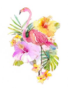 Tropische collage, 2017 (aquarel) door John Keeling