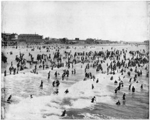 Strand in Atlantic City, New Jersey, VS, eind 19e eeuw