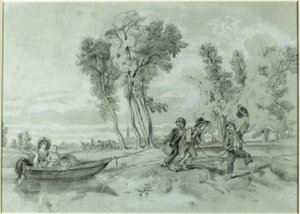 Een Plattelandstafereel door John La Farge