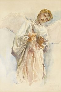 Aanbiddende engel - Studie voor de Hemelvaartsmuurschildering, 1887 door John La Farge or Lafarge
