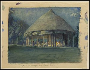 Hut in maanlicht, Iva, Savaii, oktober 1890, 1890 door John La Farge or Lafarge