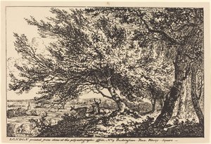 Landschap met herten onder bomen door John Laporte