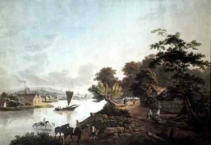 Millbank aan de Rivier de Theems, gegraveerd door F. Jukes door John Laporte