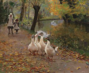 Ganzenmeisjes, 1885 door John Lavery