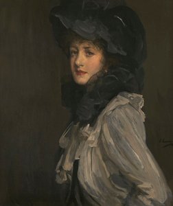 Dame in grijs en zwart door John Lavery