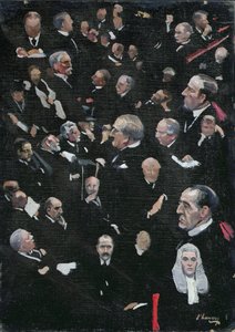 Studies in het Hogerhuis, Burggraaf Morley die het adres beweegt, 14 december 1921 door John Lavery