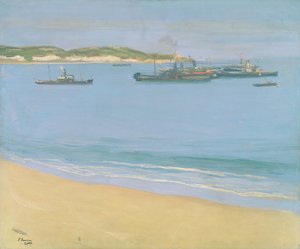 De haven van St. Jean de Luz - Vroege ochtend, 1917 door John Lavery