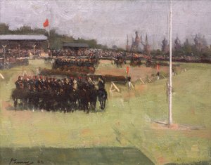 De Muzikale Rit van de 15e Huzaren tijdens het Militaire Toernooi op de Glasgow Internationale Tentoonstelling 1888 door John Lavery