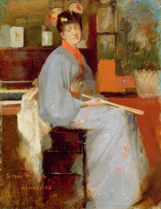 Vrouw in Japanse jurk, 1883 door John Lavery