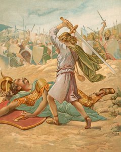 David op het punt Goliath te doden door John Lawson