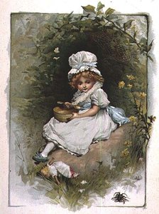 Kleine Miss Muffet, uit een geïllustreerd boek met kinderrijmpjes