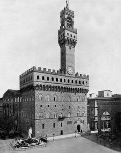Palazzo Vecchio in Florence (zw/w foto) door John Lawson Stoddard