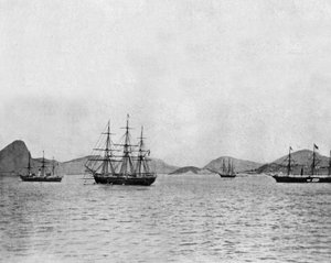 Haven van Rio de Janeiro in Brazilië (zw/w foto) door John Lawson Stoddard