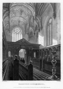Brazen Nose Brasenose College Chapel, Universiteit van Oxford, 1835 door John Le Keux