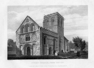 Iffley Kerk vanuit het zuidwesten, Oxford, 1834 door John Le Keux