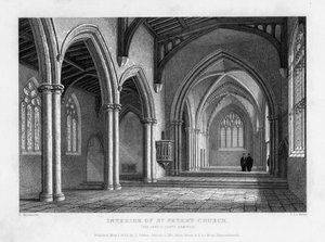 Interieur van de Sint-Pieterskerk, Oxford, 1833 door John Le Keux
