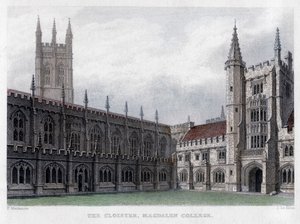 Het Klooster, Magdalen College, Universiteit van Oxford, 19e eeuw door John Le Keux