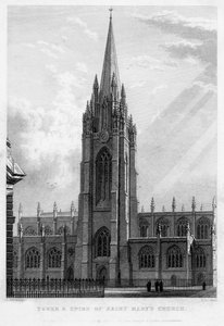 Toren en spits van de Sint-Mariakerk, Oxford, 1833