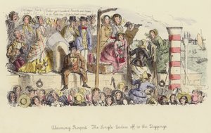 Verontrustend vooruitzicht, de alleenstaande dames naar de goudvelden door John Leech