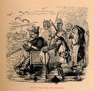 Koning Canute berispt zijn hovelingen, ca. 1860 door John Leech
