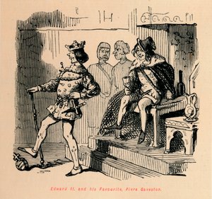 Edward II en zijn favoriet, Piers Gaveston, c1860 door John Leech