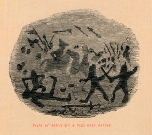 Slagveld in een mist nabij Barnet door John Leech