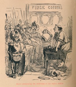 Hanno kondigt de leegte van de openbare schatkist aan, 1852 door John Leech