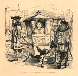 Koningin Anne gaat het Parlement openen, 1897 door John Leech