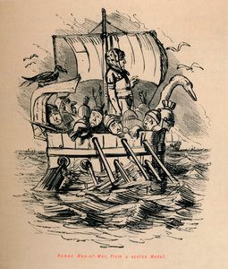Romeins Oorlogsschip, van een zeldzame Medaille door John Leech