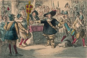 Neem die prul weg: Cromwell ontbindt het lange parlement, 1850 door John Leech