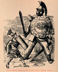 Geweldig gevecht tussen T Manlius en een Galliër van gigantische gestalte door John Leech
