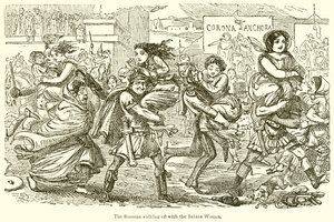 De Romeinen nemen de Sabijnse Vrouwen mee door John Leech