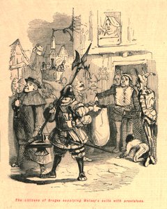 De burgers van Brugge voorzien het gevolg van Wolsey van proviand (1897) door John Leech